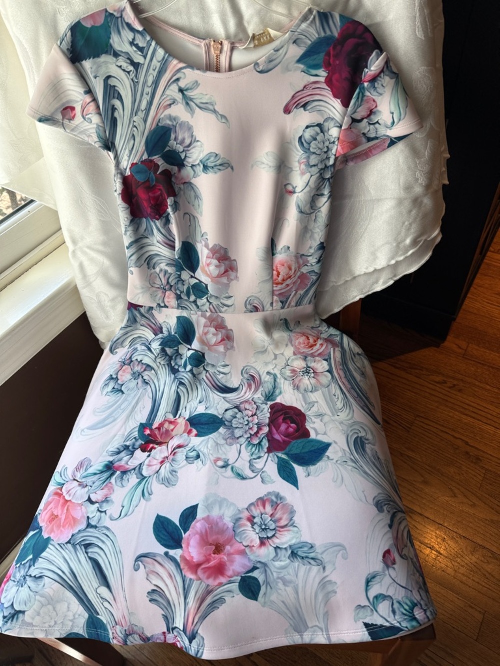 Ted Baker Pink Floral Fit-and-Flare Dress